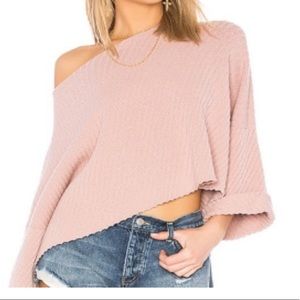 Free People Pink "I Can’t Wait" Cropped Sweater